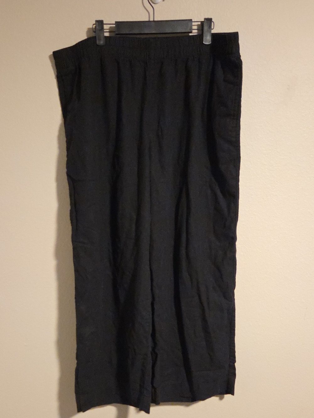 Old Navy Black Linen Wide-Leg Pants with Elastic Waist
